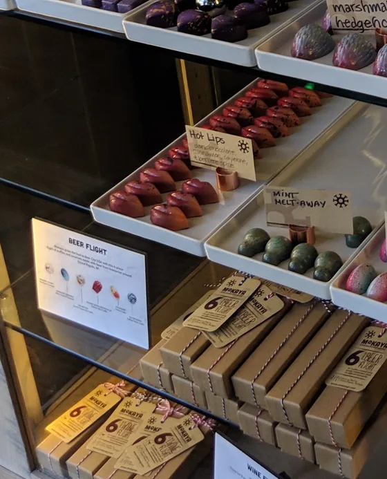 Purple Lavender Honey bonbons in the case.